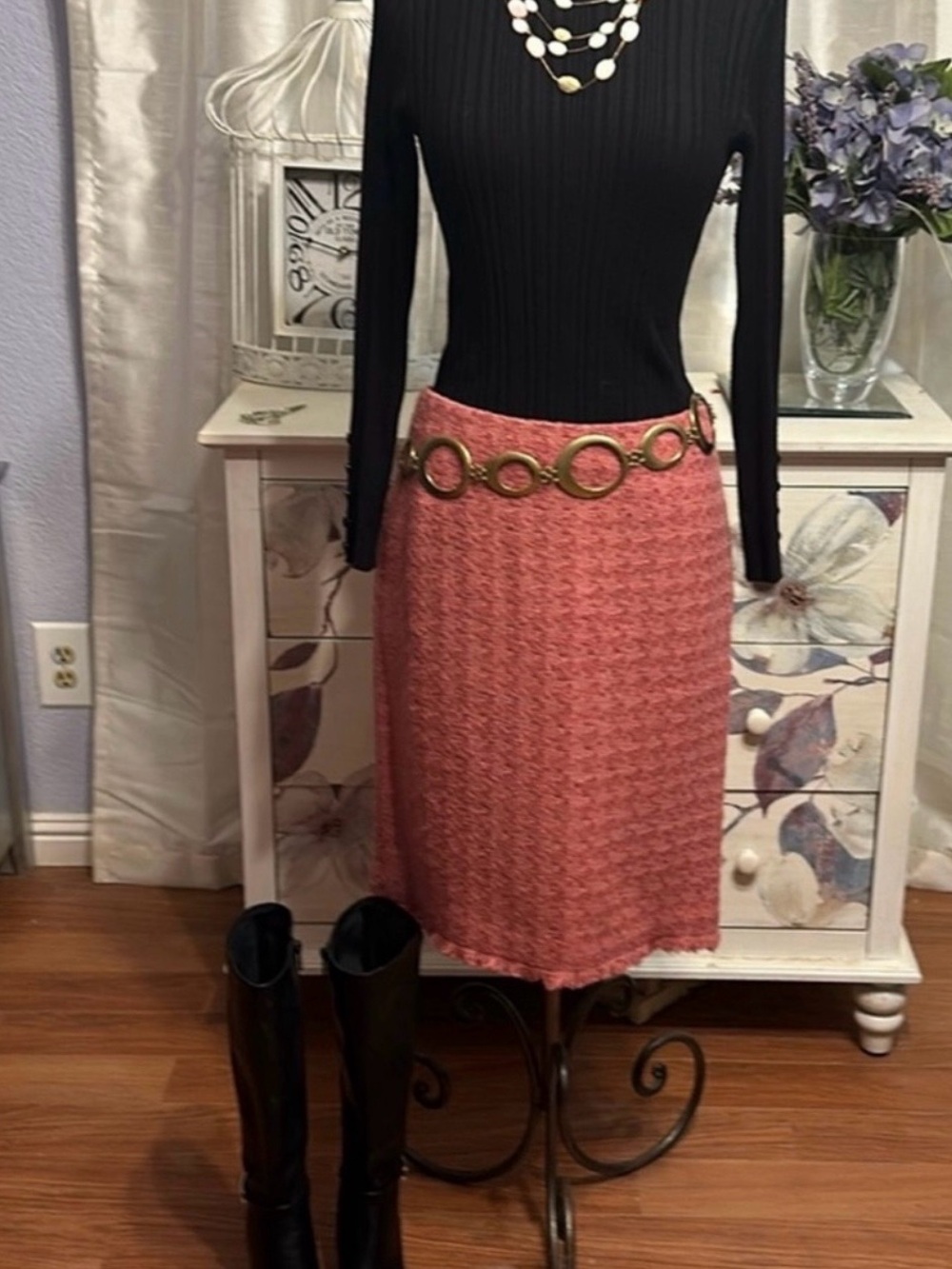 Dana Bachman Coral Tweed Skirt